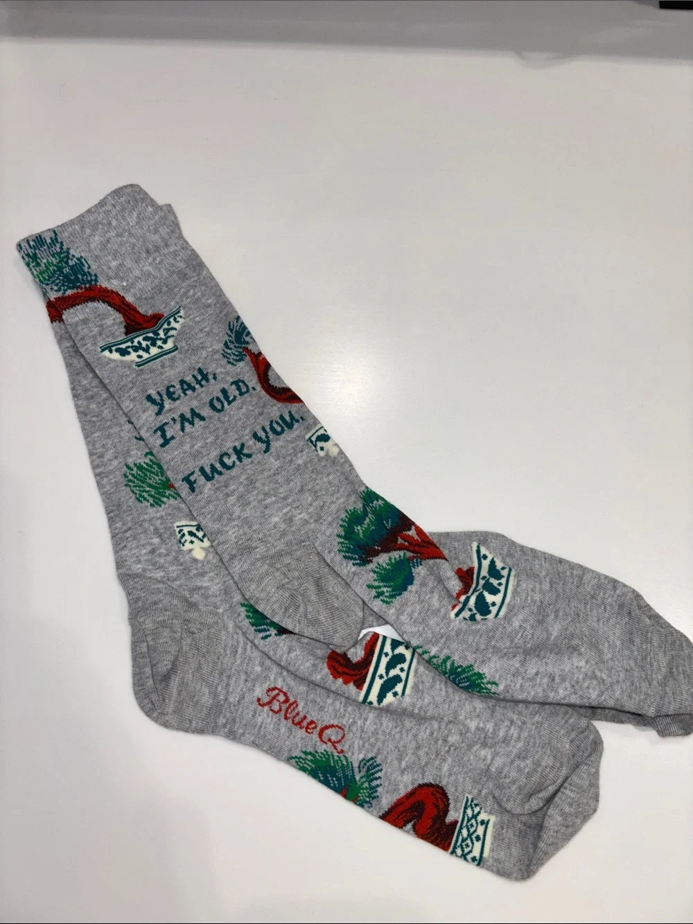 NWOT Blue Q “yeah I’m old f@ck you” socks mens one size bonsai tree